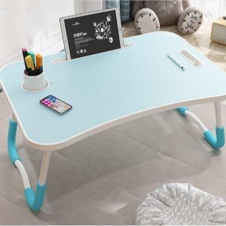 Foldable Laptop Table for Bed & Sofa Portable Desk with Cup Holder Phone/Tablet Slot Book Storage Study Work Reading Writing Breakfast Tray