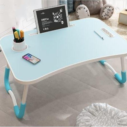 Foldable Laptop Table for Bed & Sofa Portable Desk with Cup Holder Phone/Tablet Slot Book Storage Study Work Reading Writing Breakfast Tray