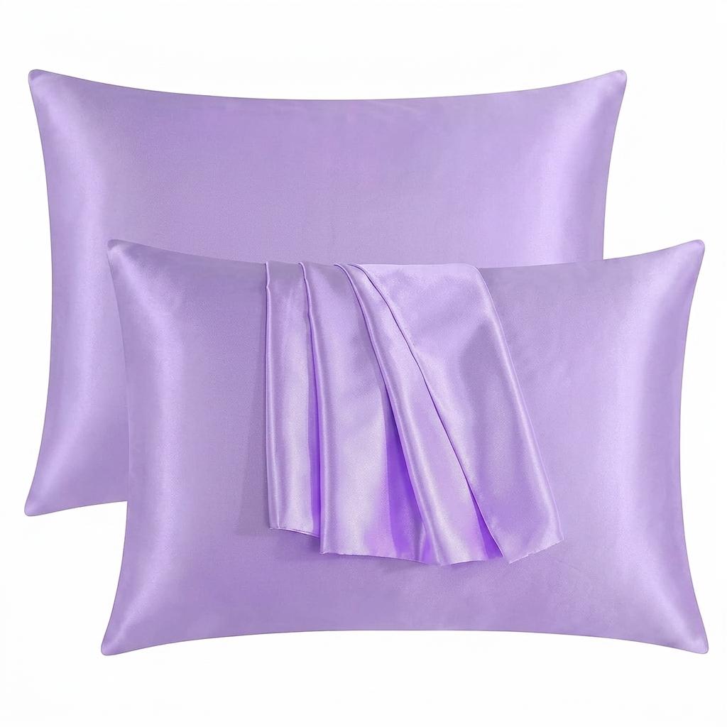 Satin Silk Pillowcases for Hair and Skin 2 Pack Standard Size 50x75cm Envelope Closure Pillow Case