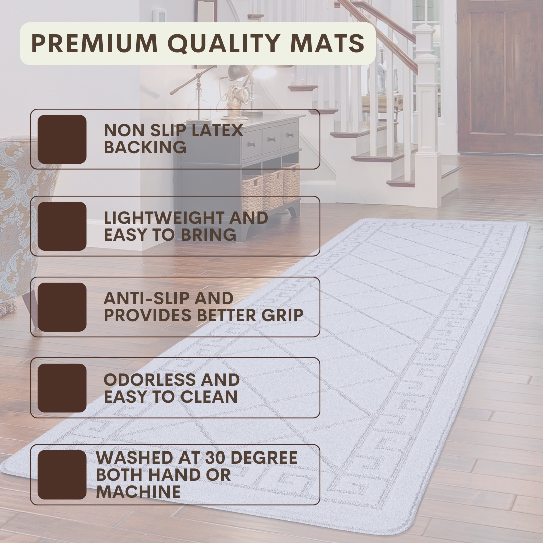Non-Slip Geometric Gel Mat Greek Style Hallway Rug Runner Kitchen Floor Mat Size