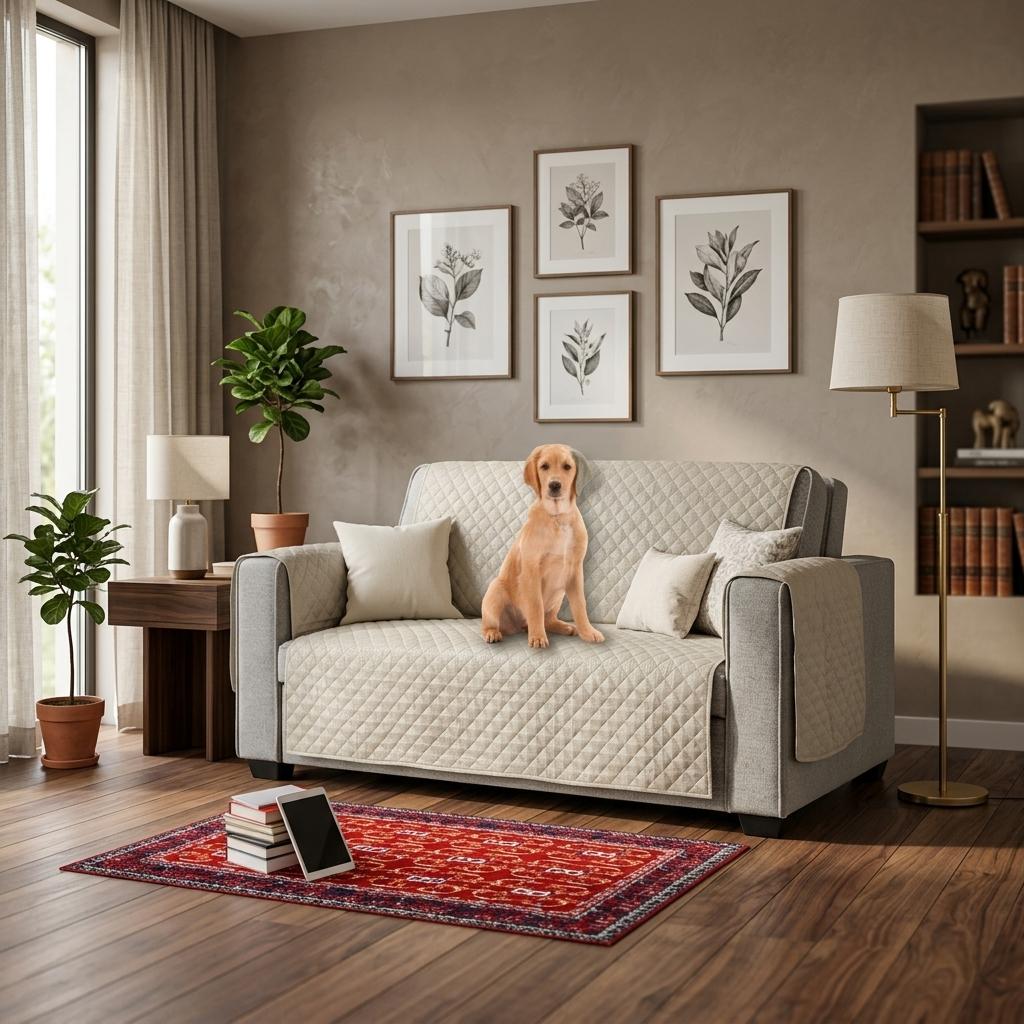 Quilted Sofa Cover Non Slip 1 2 3 Seater Couch Protector Reversible Washable Furniture Cover Pet & Kids Friendly 5 colors available