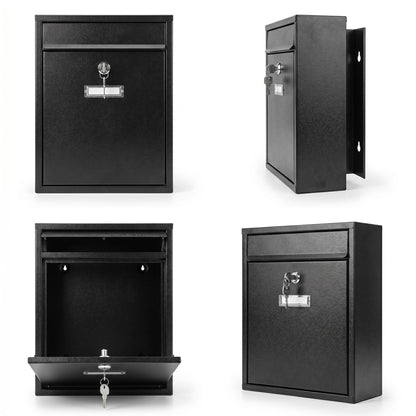 Large Lockable Letter Post Box Wall Mounted – Alloy Steel Mailbox with Keys, Weather Resistant Outdoor Post Box with Nameplate Holder