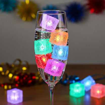 Ice Cube 12 Led ice cube Waterproof Reusable Water Activated Ice Cube DIY Toy for Party Wedding Bars Decor, Christmas Gift
