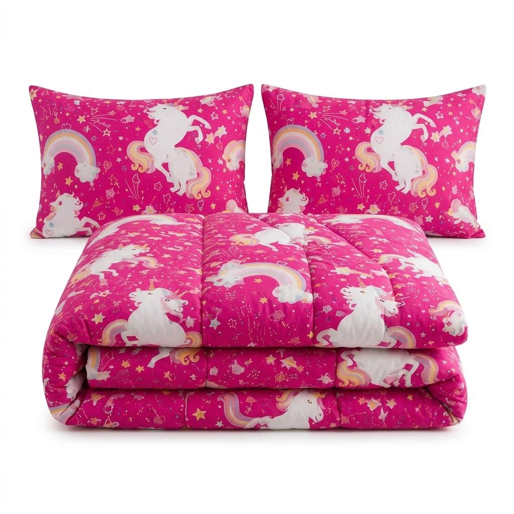 Reversible Coverless Duvet Set 10.5 Tog Soft Quilted Bedding Set with Pillowcases Unicorn Gamer Print Single Double