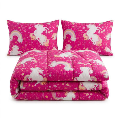 Reversible Coverless Duvet Set 10.5 Tog Soft Quilted Bedding Set with Pillowcases Unicorn Gamer Print Single Double