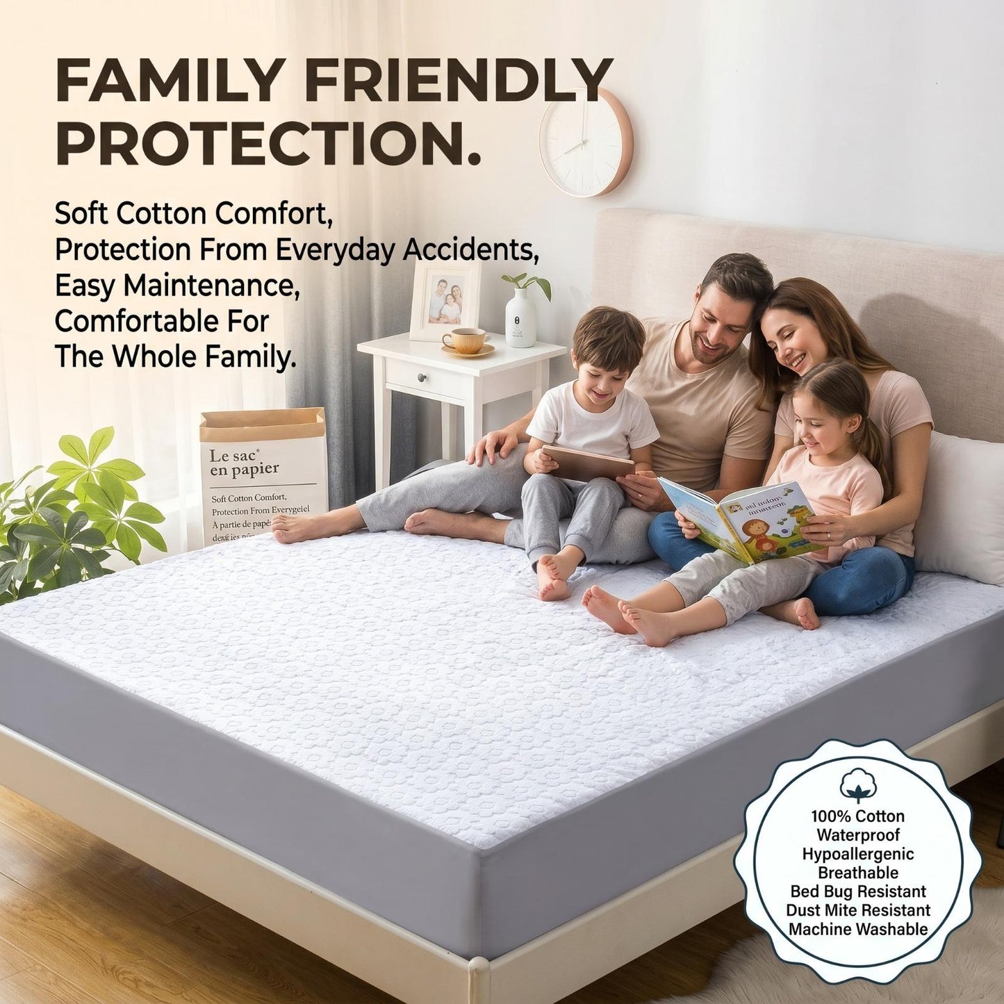 Deep Fitted Waterproof Mattress Protector Breathable Cotton Mattress Cover UK Bedding Essentials