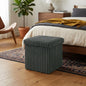 Ribbed Velvet Storage Ottoman Box with Lid Foldable Storage Seat Cube Footstool for Bedroom, Living Room & Hallway 38 x 38 x 38cm 5 Colours