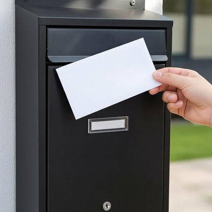 Large Lockable Letter Post Box Wall Mounted – Alloy Steel Mailbox with Keys, Weather Resistant Outdoor Post Box with Nameplate Holder