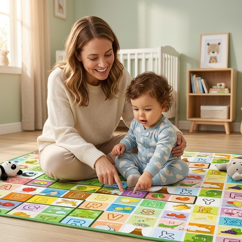 2 in 1 Kids Play Mat Double Sided Foldable Baby & Toddler Playmat 200 x 180cm with Carry Bag