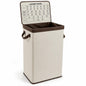 100L Laundry Basket with Lid Foldable Clothes Hamper Large Laundry Storage Basket with Bamboo Handles 44 x 33 x 70cm