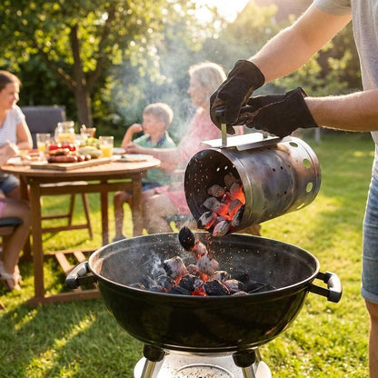 BBQ Charcoal Chimney Starter 19 x 27cm Heavy Duty Steel Charcoal Starter with Heat Resistant Handle for BBQ Grills, Smokers & Outdoor Cooking