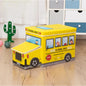 Kids Toy Storage Box Foldable School Bus Design with Lid Large Fabric Organizer for Nursery & Playroom