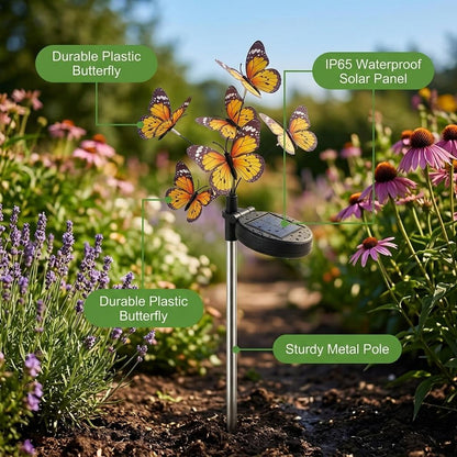 2 Pack Butterfly Solar Garden Lights IP65 Waterproof Outdoor LED Flower Lights for Yard, Patio, Lawn & Pathway Decoration
