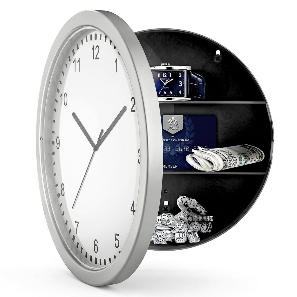 Secret Wall Clock with Hidden Storage Safe 25cm Diversion Safe Discreet Home Security Store Valuables Safely Modern Wall Clock UK