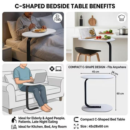 C-Shaped Sofa Side End Table Compact Coffee & Laptop Table for Living Room or Bedroom Sturdy, Space-Saving & Easy to Assemble