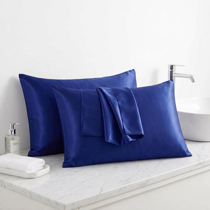 Satin Silk Pillowcases for Hair and Skin 2 Pack Standard Size 50x75cm Envelope Closure Pillow Case