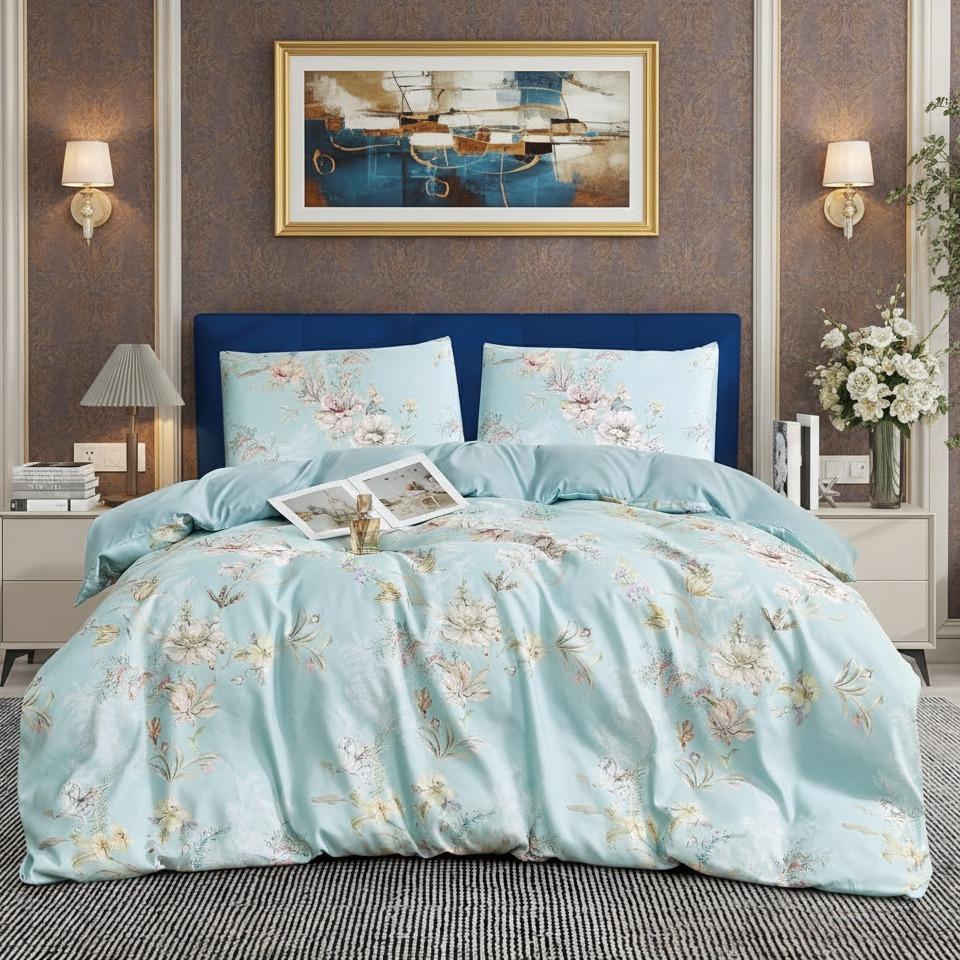 Floral Duvet Cover Set 3 Piece Double & King Size Soft Microfiber Bedding Set with 2 Pillowcases Floral Bed Linen Quilt Cover UK