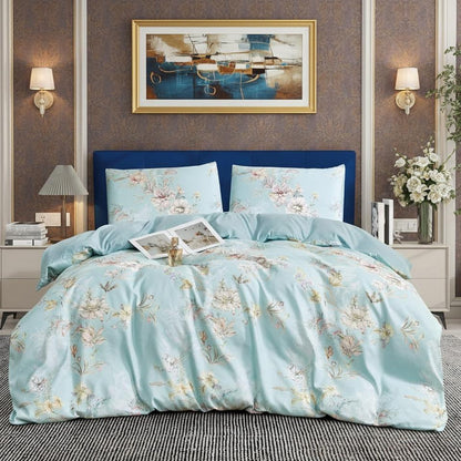 Floral Duvet Cover Set 3 Piece Double & King Size Soft Microfiber Bedding Set with 2 Pillowcases Floral Bed Linen Quilt Cover UK