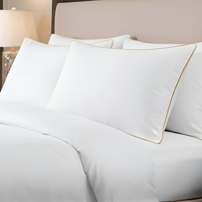 Luxury Goose Feather & Down Pillows 85% Feather 15% Down Anti-Allergy Soft Support UK Size 48x74cm (Pack of 2 / 4)