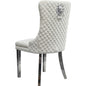 Velvet Dining Chair with Chrome Effect Door Knocker High Back Padded Seat Metal Legs Upholstered Dining Room Chair Single