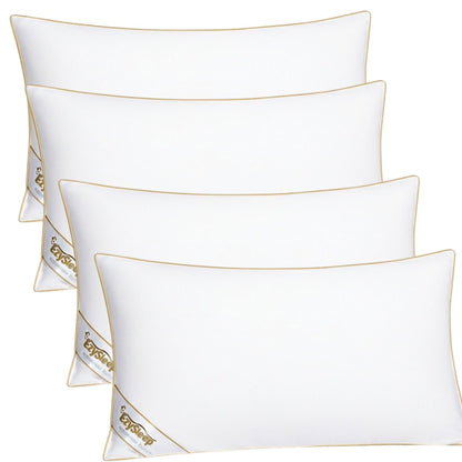 Luxury Goose Feather & Down Pillows 85% Feather 15% Down Anti-Allergy Soft Support UK Size 48x74cm (Pack of 2 / 4)