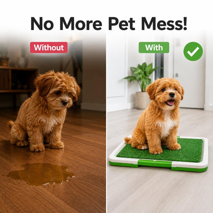 Pet Toilet Training System with Grass Surface Reusable Indoor Puppy Training Pad Easy Drain Pet Tray