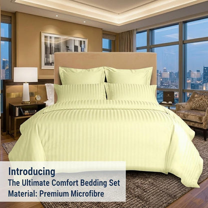 Satin Stripe Duvet Cover Set Soft Microfiber Bedding Set Single Double King Super King