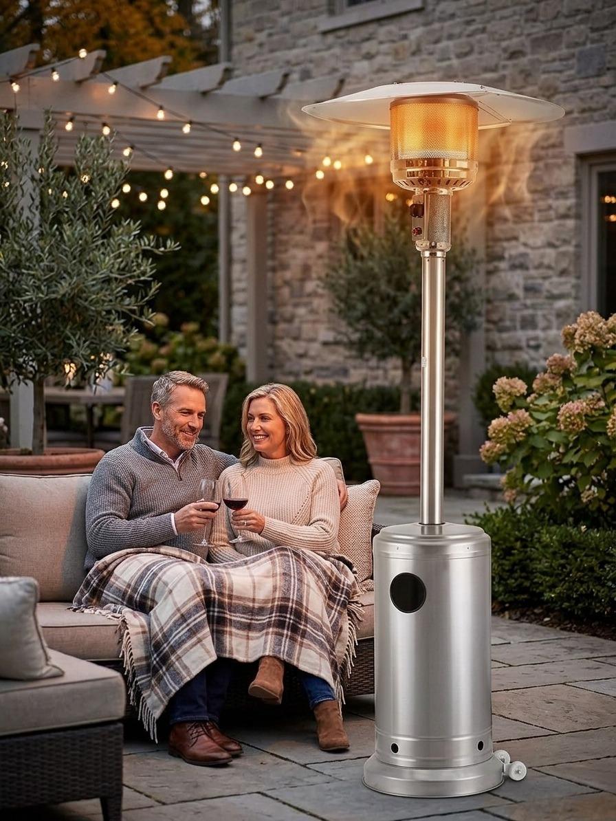 Outdoor Freestanding Gas Patio Heater with Adjustable Heat Control & Easy Ignition – Garden Terrace Outdoor Standing Heater for Patio, Balcony & Backyard Heating