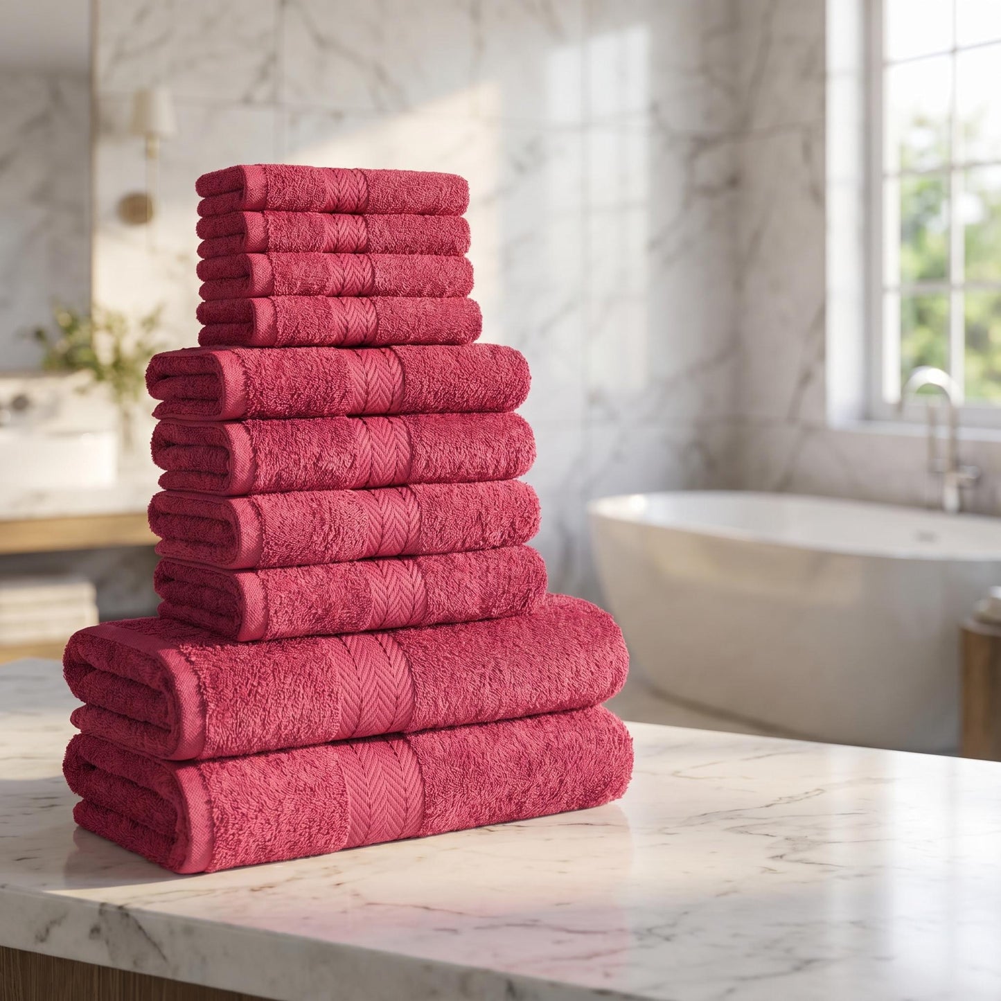 10 Pieces Premium Egyptian Cotton Towel Bale set Hotel Quality Face Hand & Bath Towels Soft & Absorbent 500GSM