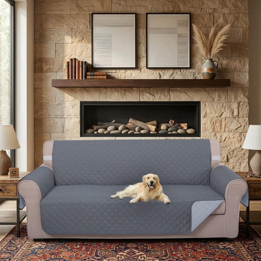 Quilted Sofa Cover Non Slip 1 2 3 Seater Couch Protector Reversible Washable Furniture Cover Pet & Kids Friendly 5 colors available