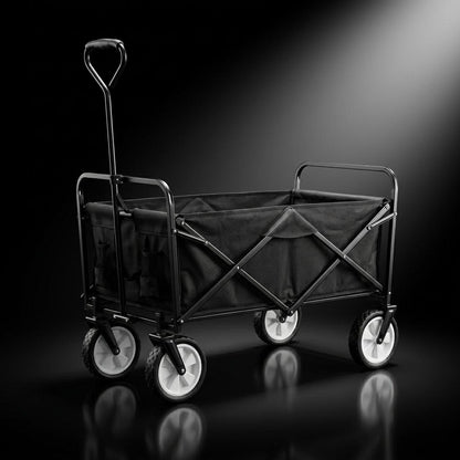 Heavy Duty Foldable Wagon Cart with 4 Wheels Collapsible Utility Trolley for Shopping, Camping, Beach, Garden & Festivals Portable 80KG Capacity