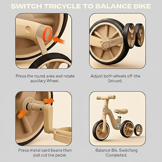 2 in 1 Toddler Balance Bike with Removable Basket  Adjustable 4 Wheel Training Bike for 1 Year Old Boys & Girls, Chainless First Ride On Bike for 12 24 Months