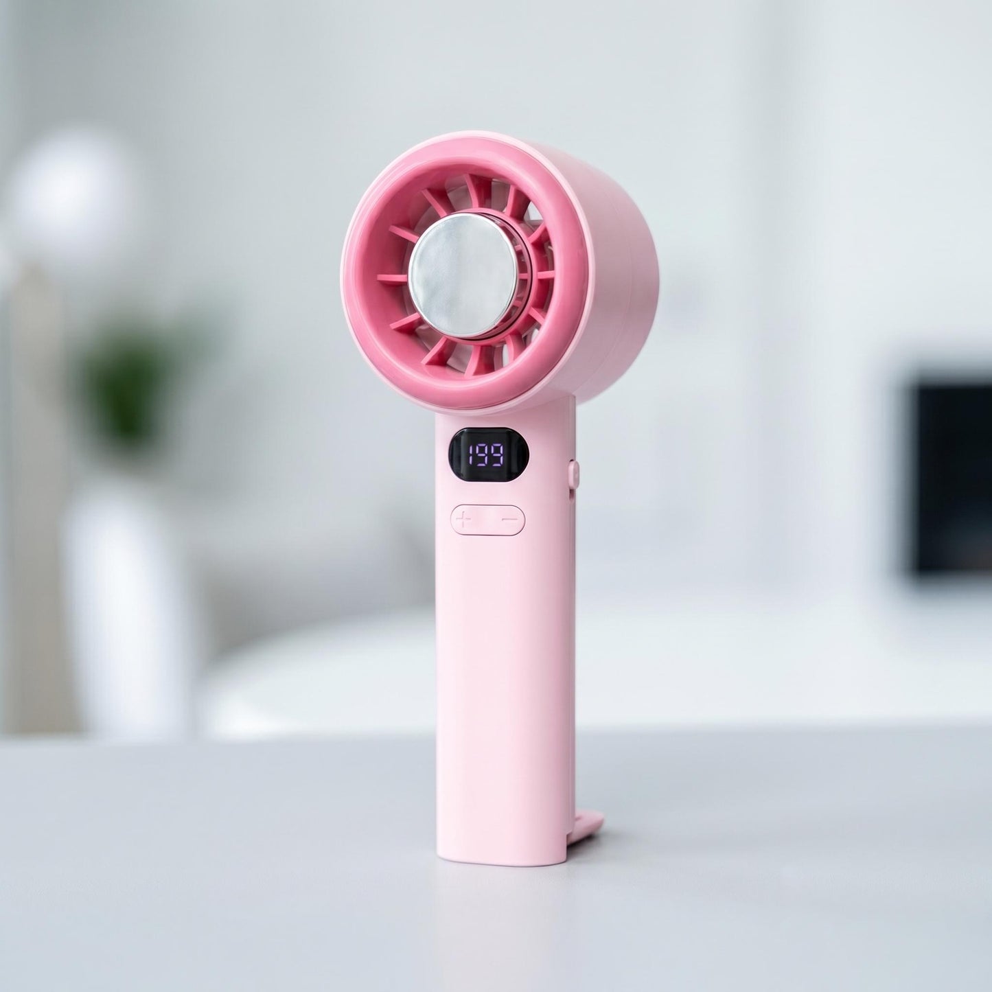 Portable Handheld Fan with Digital Display – Rechargeable Mini Cooling Fan, Adjustable Speed Personal Fan for Travel, Office & Outdoor Use