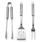3 Piece Stainless Steel BBQ Tool Set with Food Turner, Tongs & Fork Barbecue Utensils with Hanging Loops BBQ Accessories for Garden, Camping & Outdoor Cooking