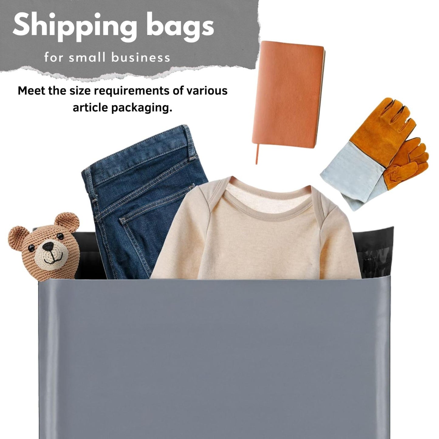 50-Pack Grey Mailing Bags, Self Seal, Waterproof & Opaque Postage Bags for Clothing, Textiles & Small Business Shipping