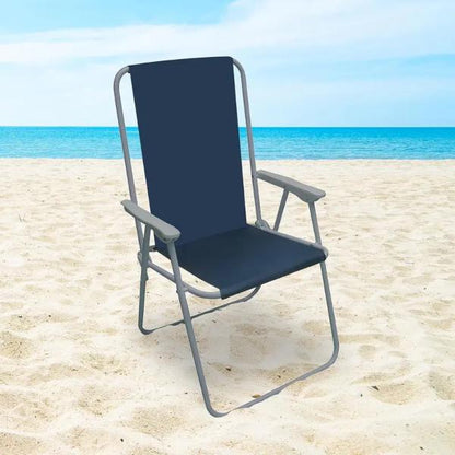Spring Beach Chair Outdoor Folding Sun Lounger Chair with Armrests Lightweight Portable Garden Deck Chair for Beach, Camping, Fishing, Picnic & BBQ