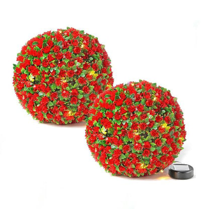 Solar Powered Topiary Ball Lights – 27cm Hanging LED Garden Ornament for Wedding, Backyard and Balcony Decor