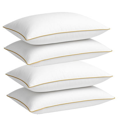 Luxury Goose Feather & Down Pillows 85% Feather 15% Down Anti-Allergy Soft Support UK Size 48x74cm (Pack of 2 / 4)