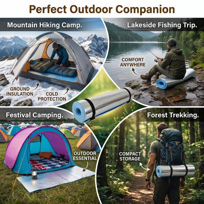 Aluminium EVA Foam Camping Mat 180x50cm – Waterproof Roll Up Sleeping Mat for Camping, Hiking & Outdoor Activities with Storage Straps