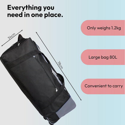 32 Inch 2 in 1 Large Capacity Travel Bag with Wheels Lightweight Rolling Weekend Luggage for Men and Women, Collapsible Storage Suitcase Alternative
