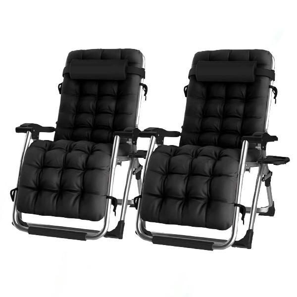Extra Wide Gravity Chairs with cushion, 1/2  pack Deep Filled Cushions, Rust Proof, Lightweight Frame, Reclining, Includes Side Tray