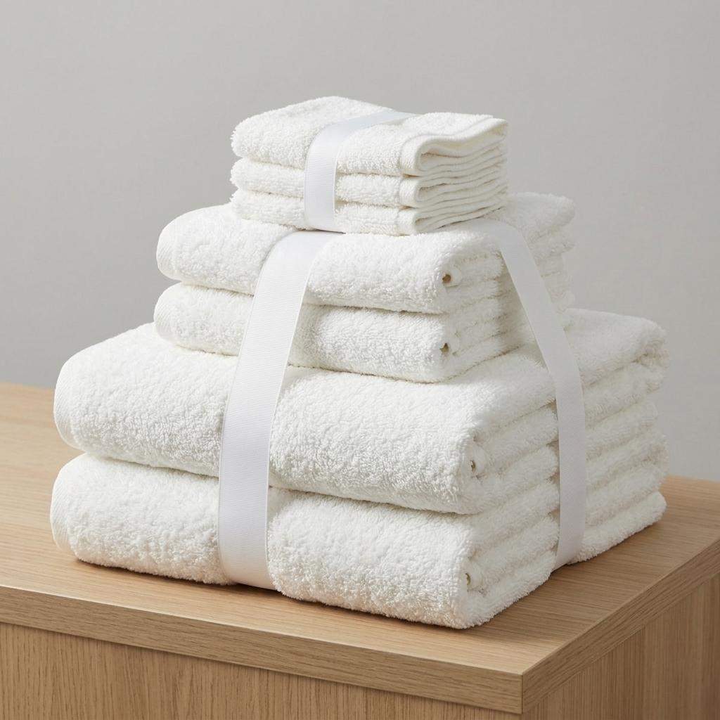 8 Piece Cotton Towel Set with 2 Bath Towels, 2 Hand Towels & 4 Wash Cloths, Soft Bathroom Towel Bundle, Machine Washable