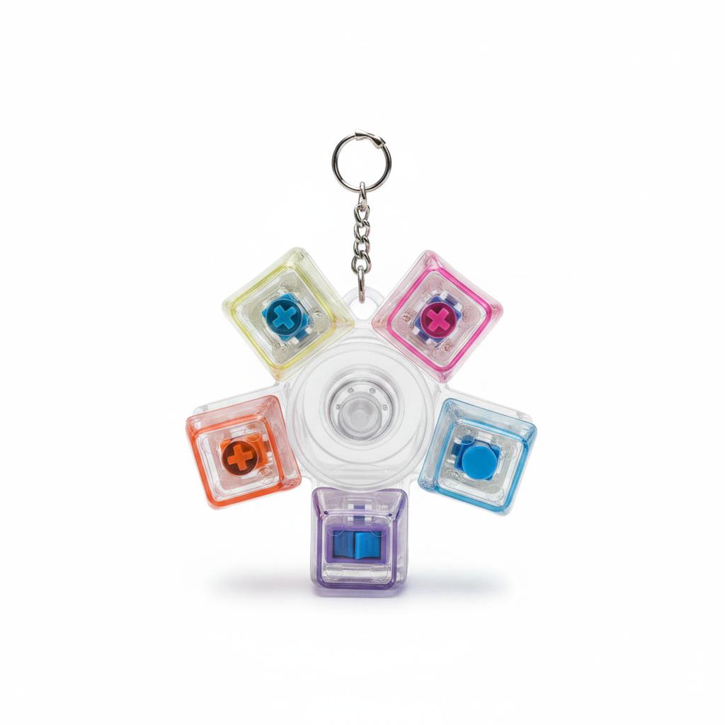 Sensory Fidget Cube Keychain Stress Relief Toy Multi Button Anti Anxiety Keyring Toy for Adults