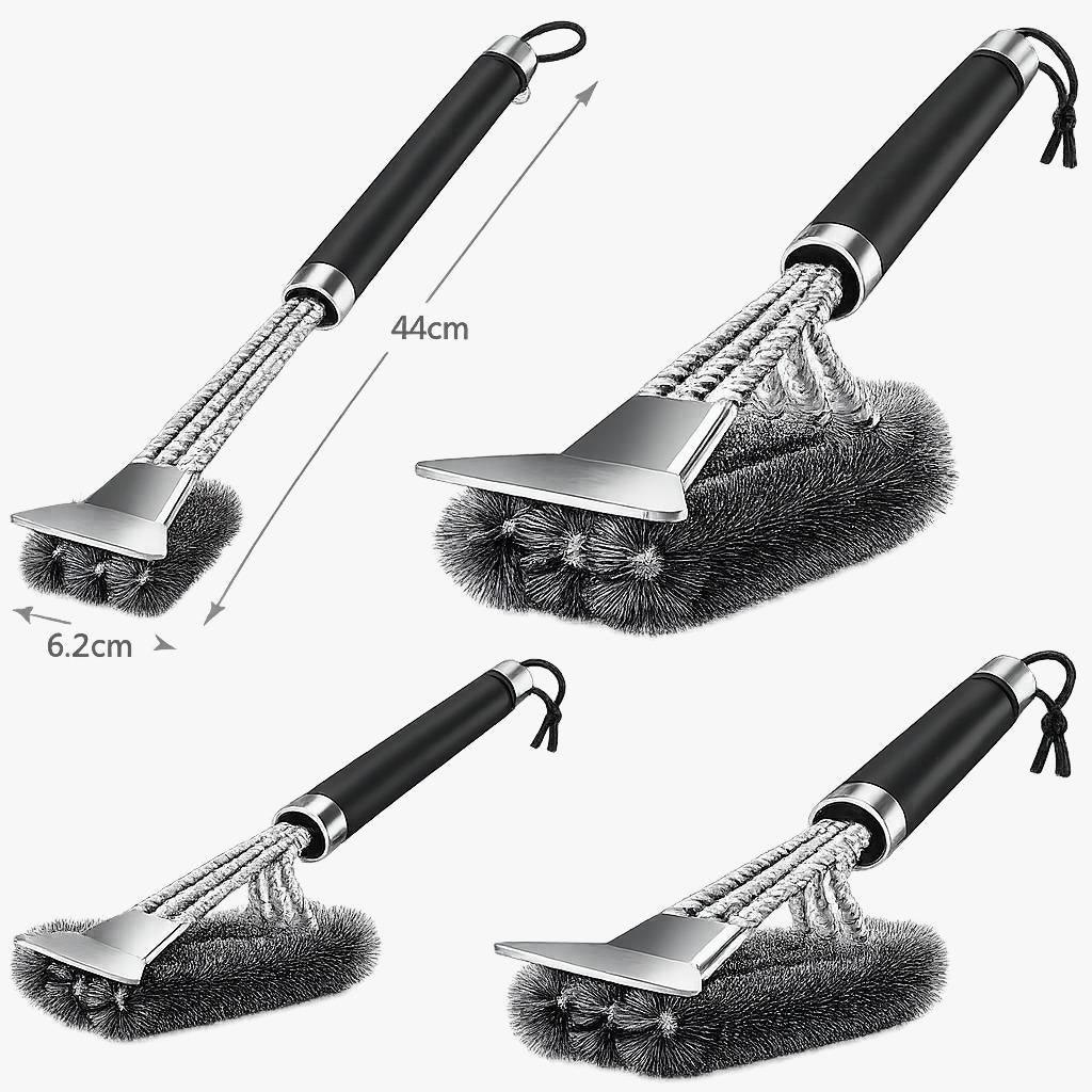 44cm BBQ Cleaning Brush & Scraper Stainless Steel Grill Brush with Non-Slip Ergonomic Handle for Charcoal & Gas BBQ Grills