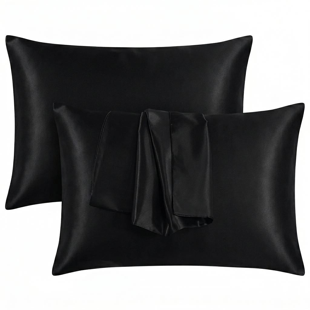 Satin Silk Pillowcases for Hair and Skin 2 Pack Standard Size 50x75cm Envelope Closure Pillow Case
