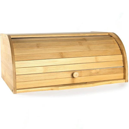Bamboo Bread Bin Roll-Top Bread Box Wooden Kitchen Storage Bin Bread Container With Roll-Top Lid Kitchen Utensils