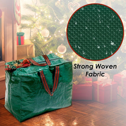 Large Christmas Lights Storage Bag Zip Closure Strong Handles Delicate Decorations Ornaments Baubles Wrapping Paper and Tinsel Storage Durable Woven Polyethylene Material L46 x W25 x H38cm