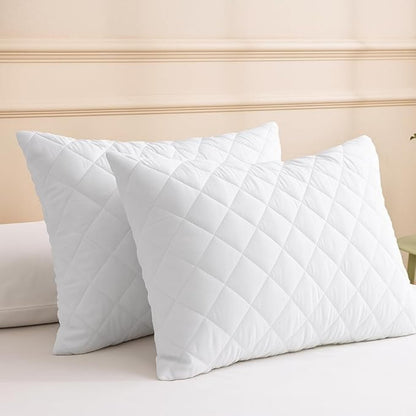 Pillow Protectors 2 Pack / 4 Pack Zippered Pillow Covers 50x75cm Soft Terry Breathable Machine Washable Bedding Protectors White