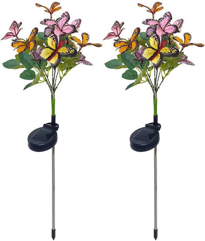 2 Pack Butterfly Solar Garden Lights IP65 Waterproof Outdoor LED Flower Lights for Yard, Patio, Lawn & Pathway Decoration