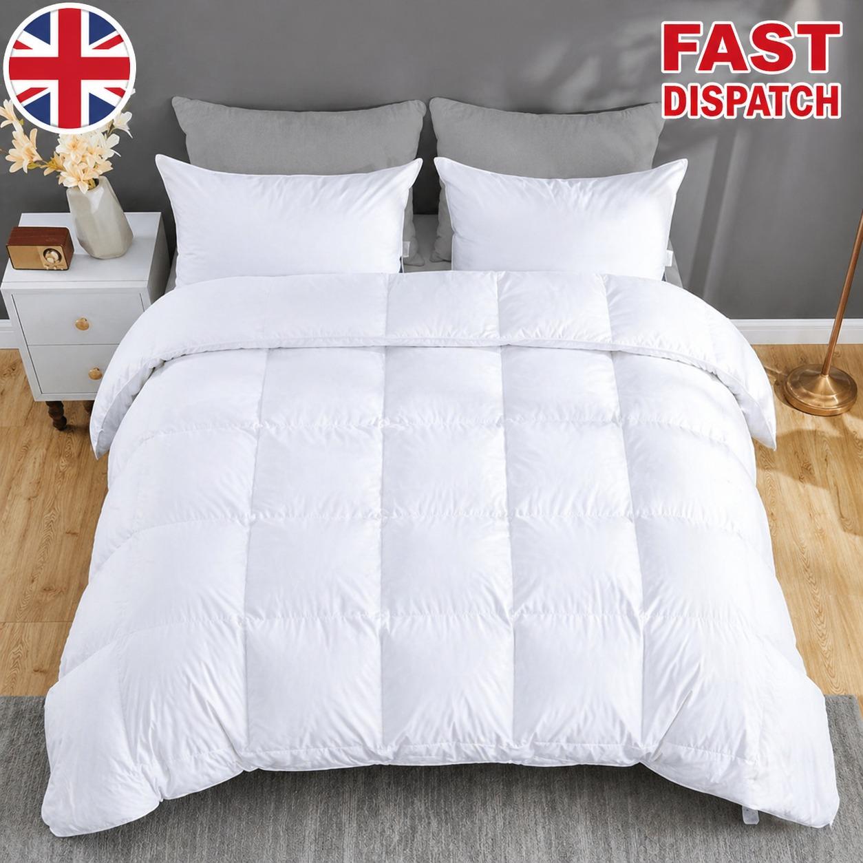 13.5 Tog Duck Feather & Down Duvet All Seasons Quilt with Anti-Dust Mite Down-Proof Cover Soft Warm & Machine Washable